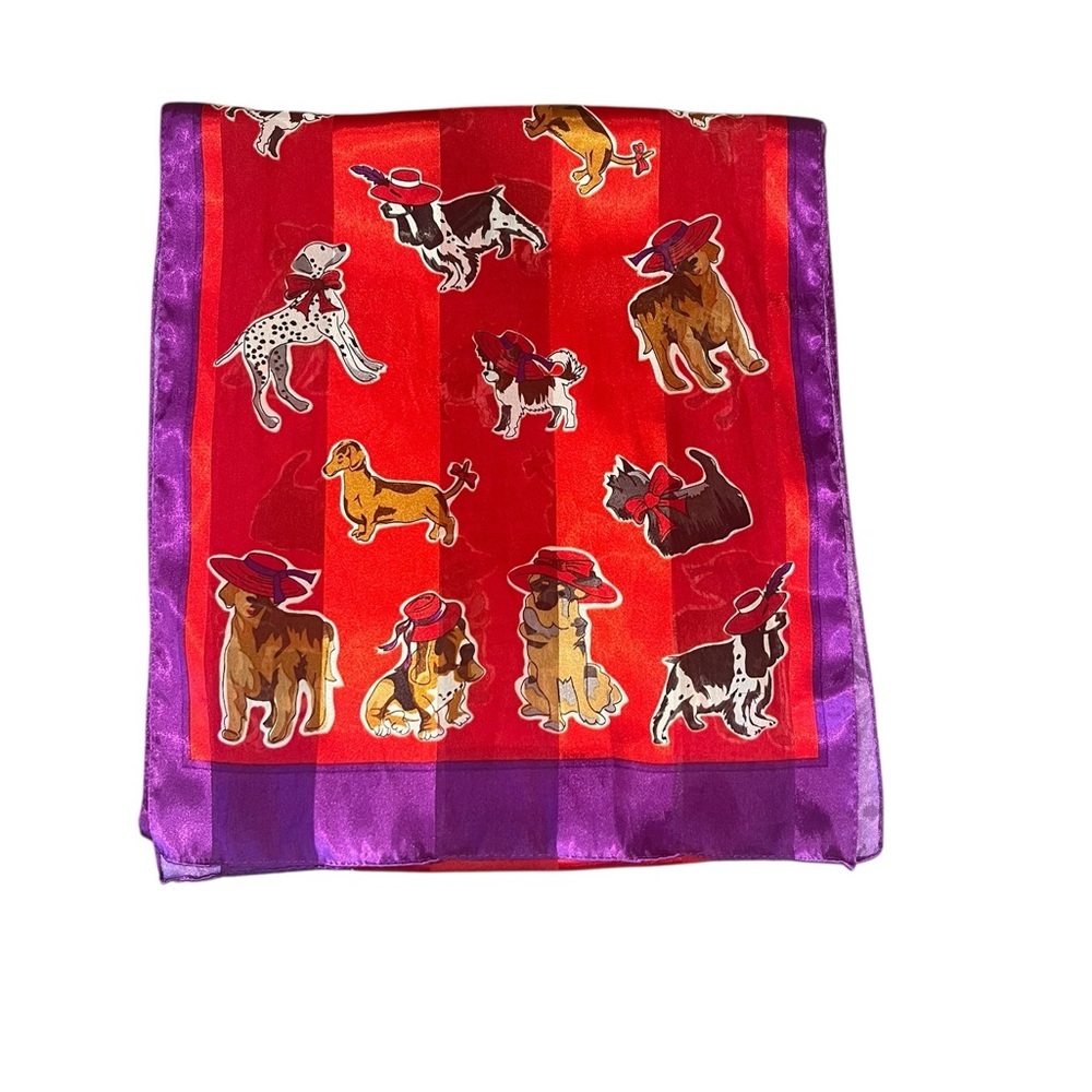 VTG Estate 1980s Various Dog Breeds Hats & Bows Scarf Hair Handbag Wrap Tie